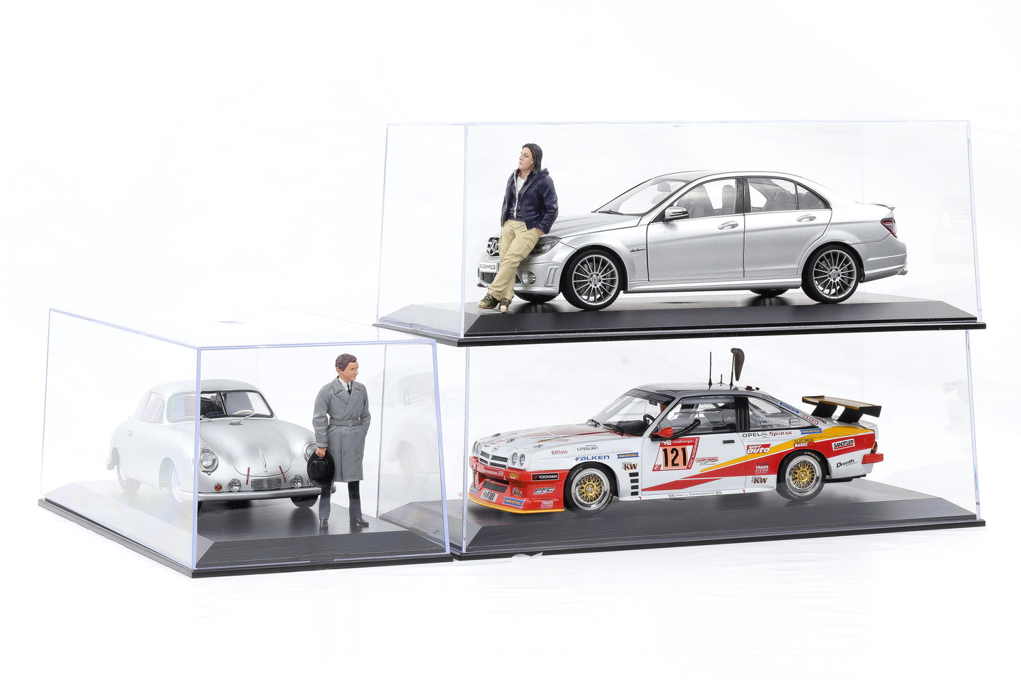 1:18 Klarsichtbox Kunststoff Vitrine Diorama Acrylbox ohne Inhalt 3er Set - stapelbar