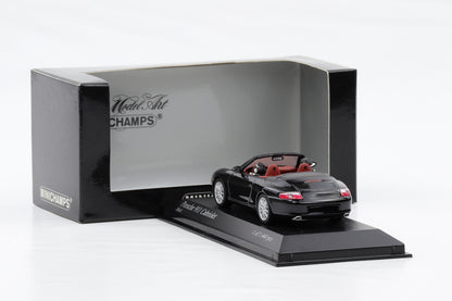 1:43 Minichamps Porsche 911 996 Carrera Cabriolet 2001 schwarz mit Hunden P.Lang