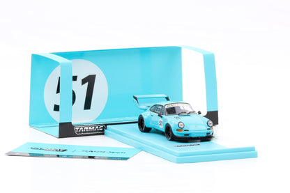 1:43 Tarmac Porsche 911 RWB #51 Backdate RAUH-Welt blau /Acrylbox defekt