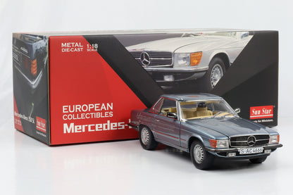 1:18 Sun Star Mercedes-Benz 350SL W107 Hardtop blau metallic 1977