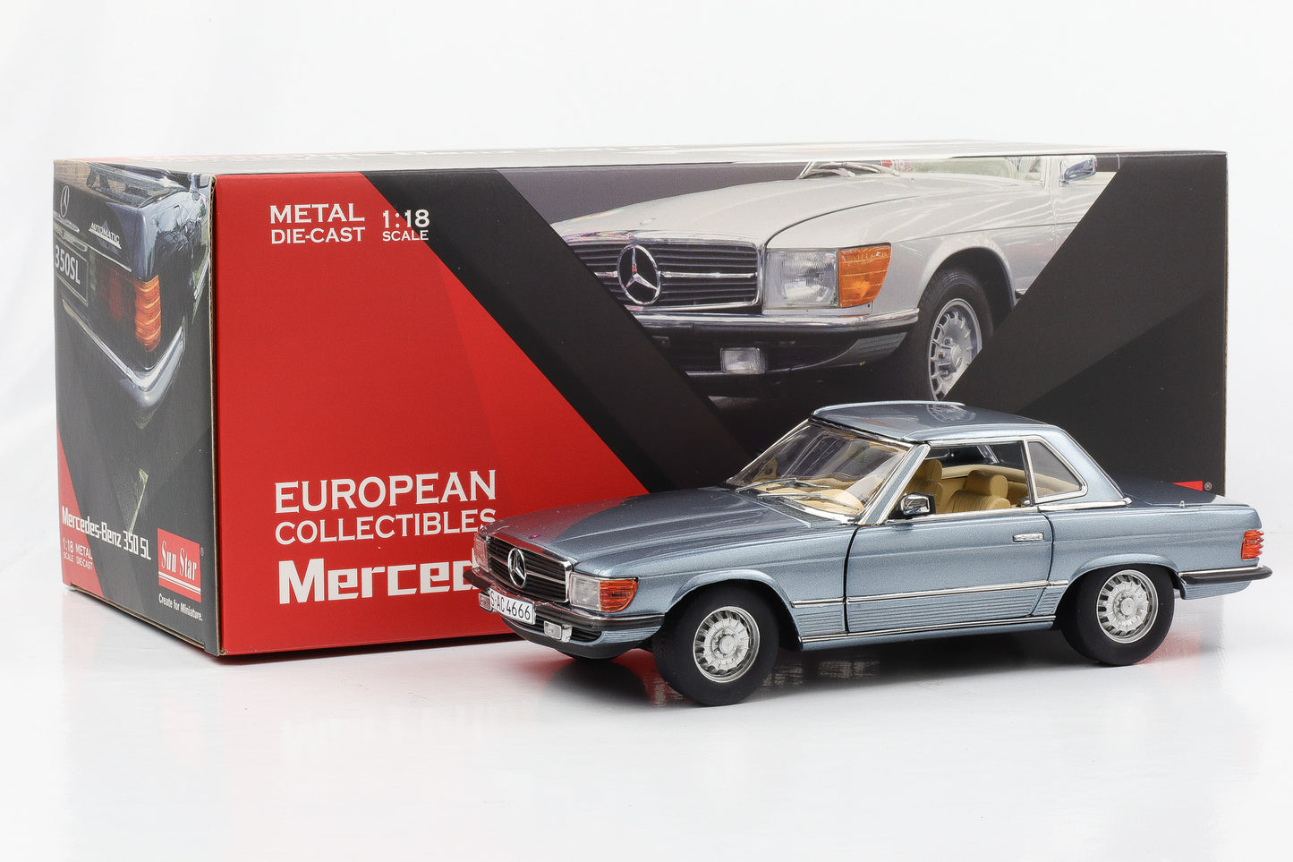 1:18 Sun Star Mercedes-Benz 350SL W107 Hardtop blau metallic 1977