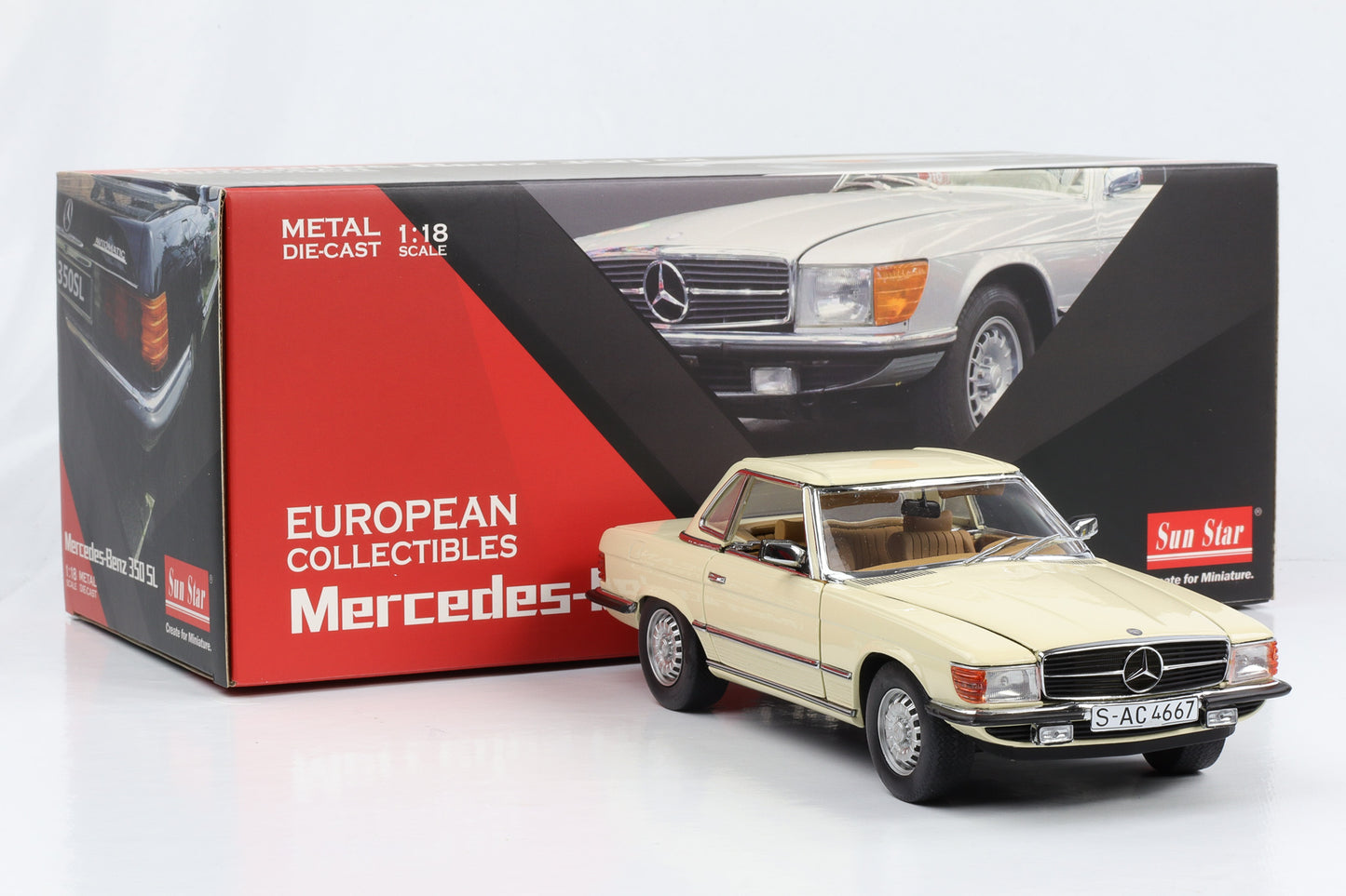 1:18 Sun Star Mercedes-Benz 350SL W107 Hardtop ivory 1977