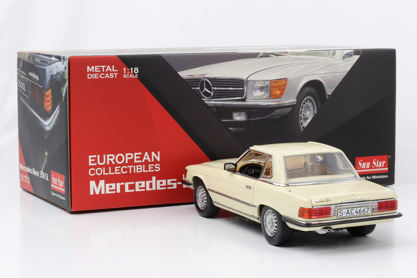 1:18 Sun Star Mercedes-Benz 350SL W107 Hardtop ivory 1977