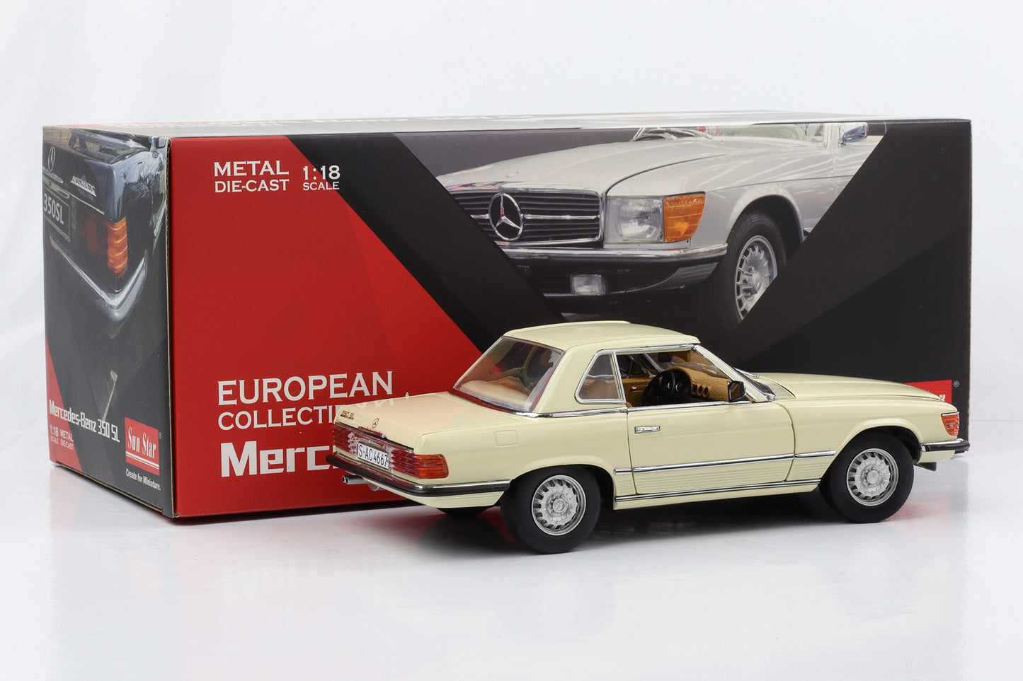 1:18 Sun Star Mercedes-Benz 350SL W107 Hardtop ivory 1977