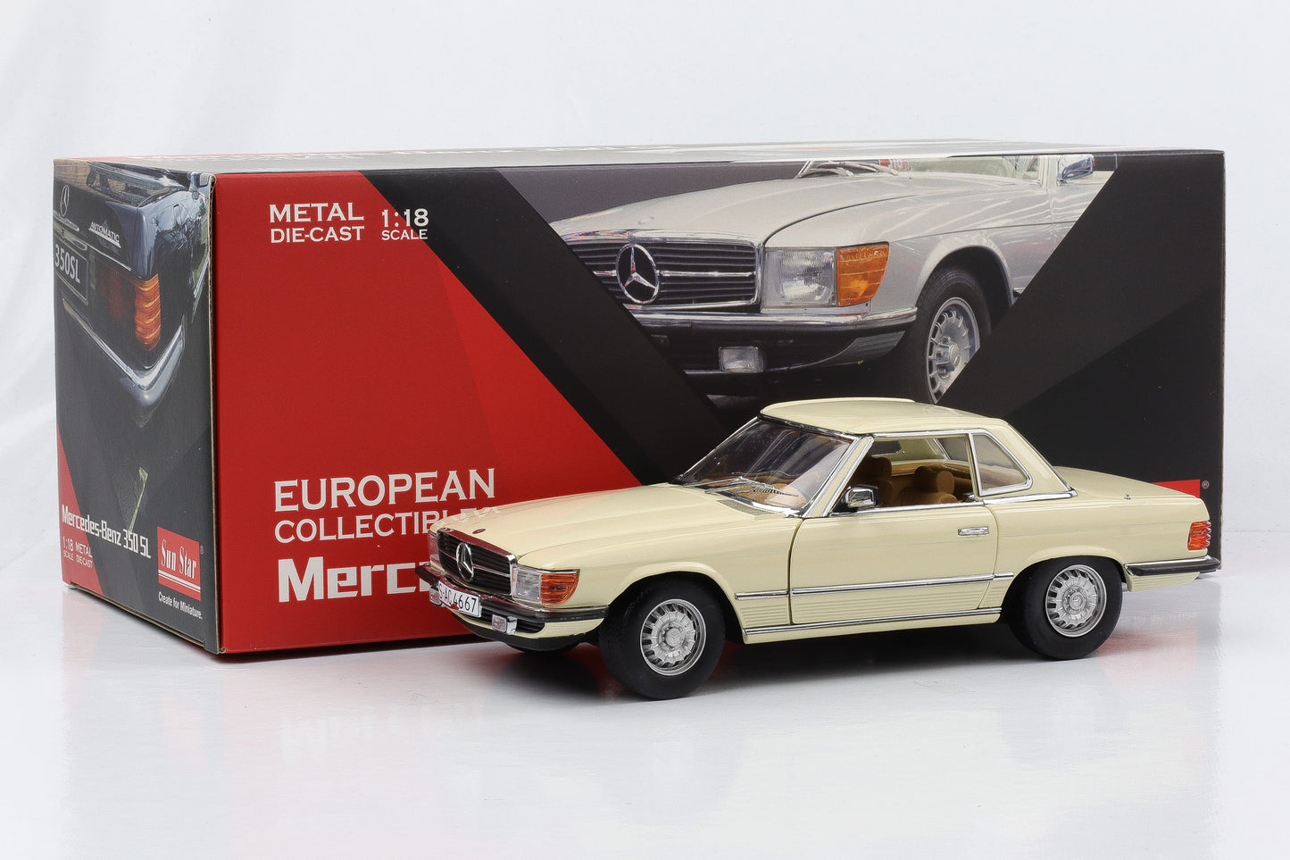 1:18 Sun Star Mercedes-Benz 350SL W107 Hardtop ivory 1977