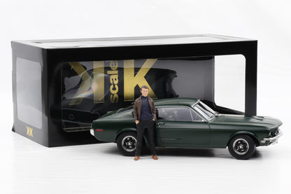 1:18 KK-Scale Ford Mustang GT Fastback 1968 flat green Bullitt McQueen + Figur