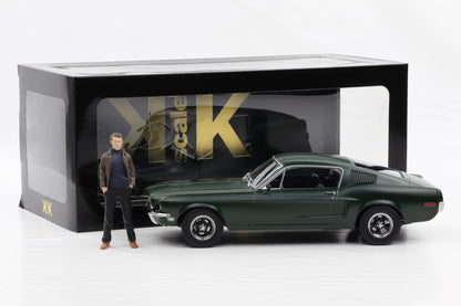 1:18 KK-Scale Ford Mustang GT Fastback 1968 flat green Bullitt McQueen + Figur