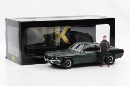 1:18 KK-Scale Ford Mustang GT Fastback 1968 flat green Bullitt McQueen + Figur