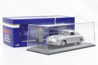 1:18 Werk83 Porsche 356 SL Plain Body 1951 silber + Figur Ferdinand + Vitrine