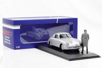 1:18 Werk83 Porsche 356 SL Plain Body 1951 silber + Figur Ferdinand + Vitrine