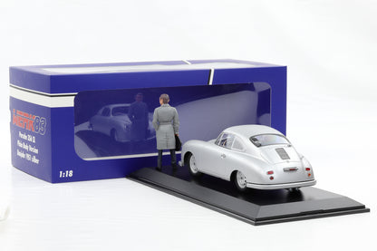 1:18 Werk83 Porsche 356 SL Plain Body 1951 silber + Figur Ferdinand + Vitrine