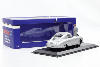 1:18 Werk83 Porsche 356 SL Plain Body 1951 silber + Figur Ferdinand + Vitrine