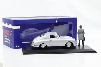 1:18 Werk83 Porsche 356 SL Plain Body 1951 silber + Figur Ferdinand + Vitrine