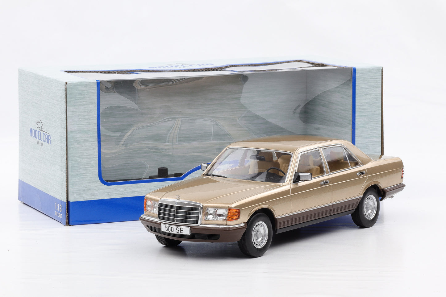 1:18 MCG Mercedes Benz 500 SE S-Klasse W126 beige metallic 1979