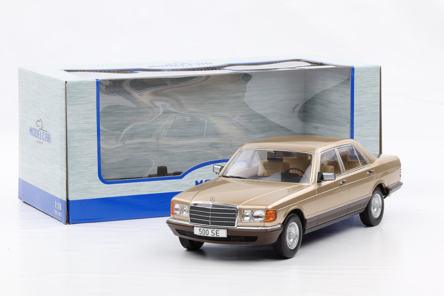 1:18 MCG Mercedes Benz 500 SE S-Klasse W126 beige metallic 1979