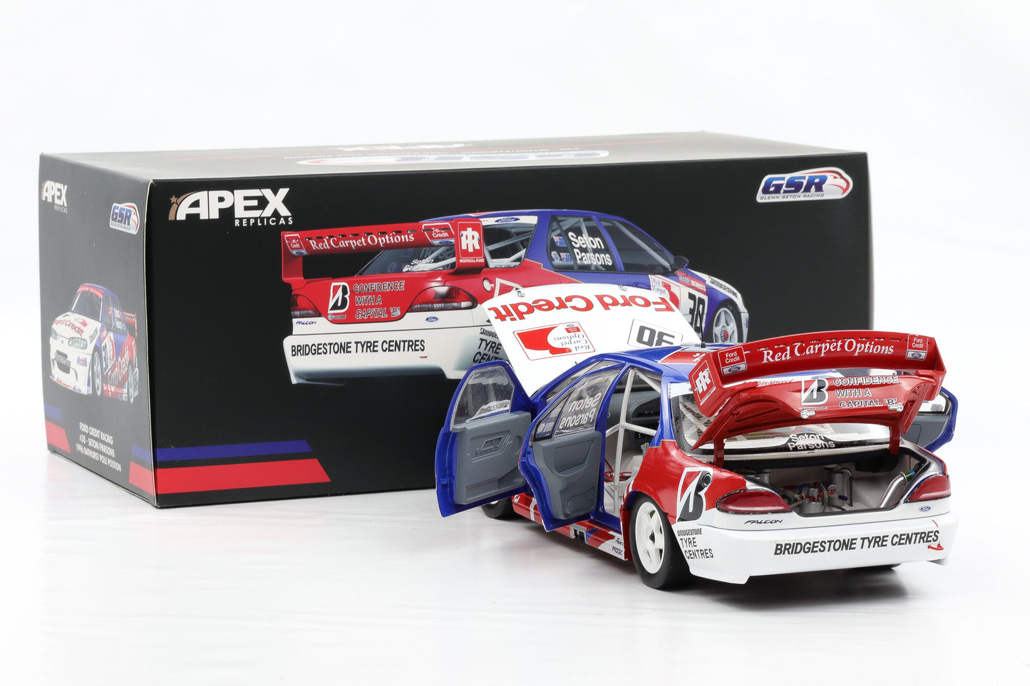 1:18 Apex Ford GSR EF Falcon Ford Credit #30 Glenn Seton 1996 Bathurst Pole