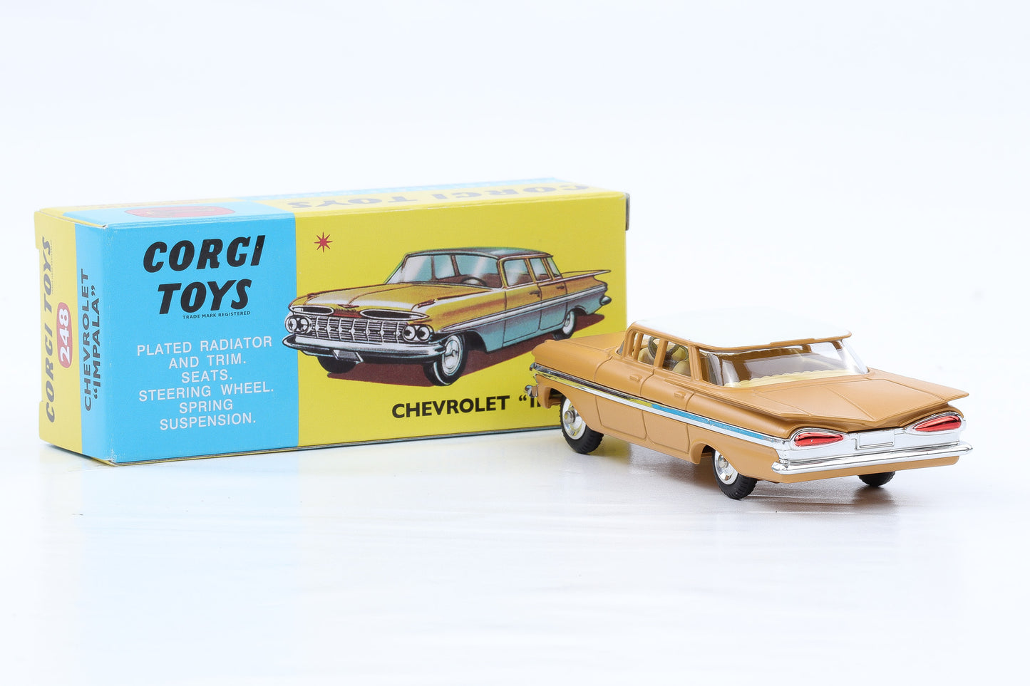 1:44 Corgi Toys Chevrolet Impala beige / weiss no.248 Repro