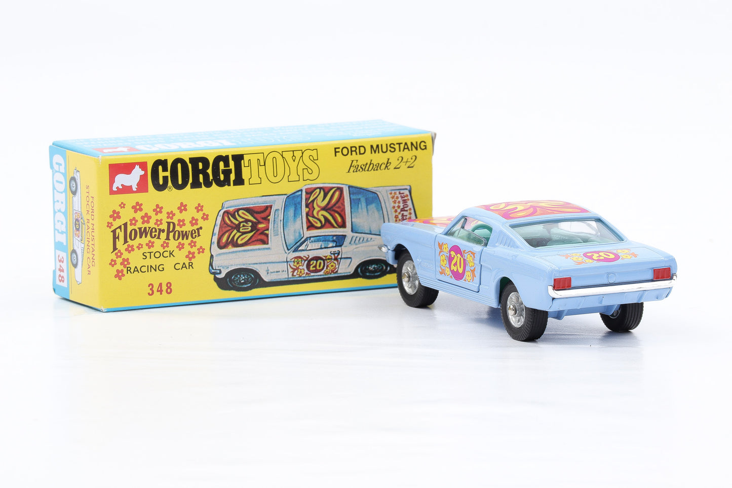 1:44 Corgi Toys Ford Mustang Fastback 2 + 2 Flower Power Nr. 348 Repro