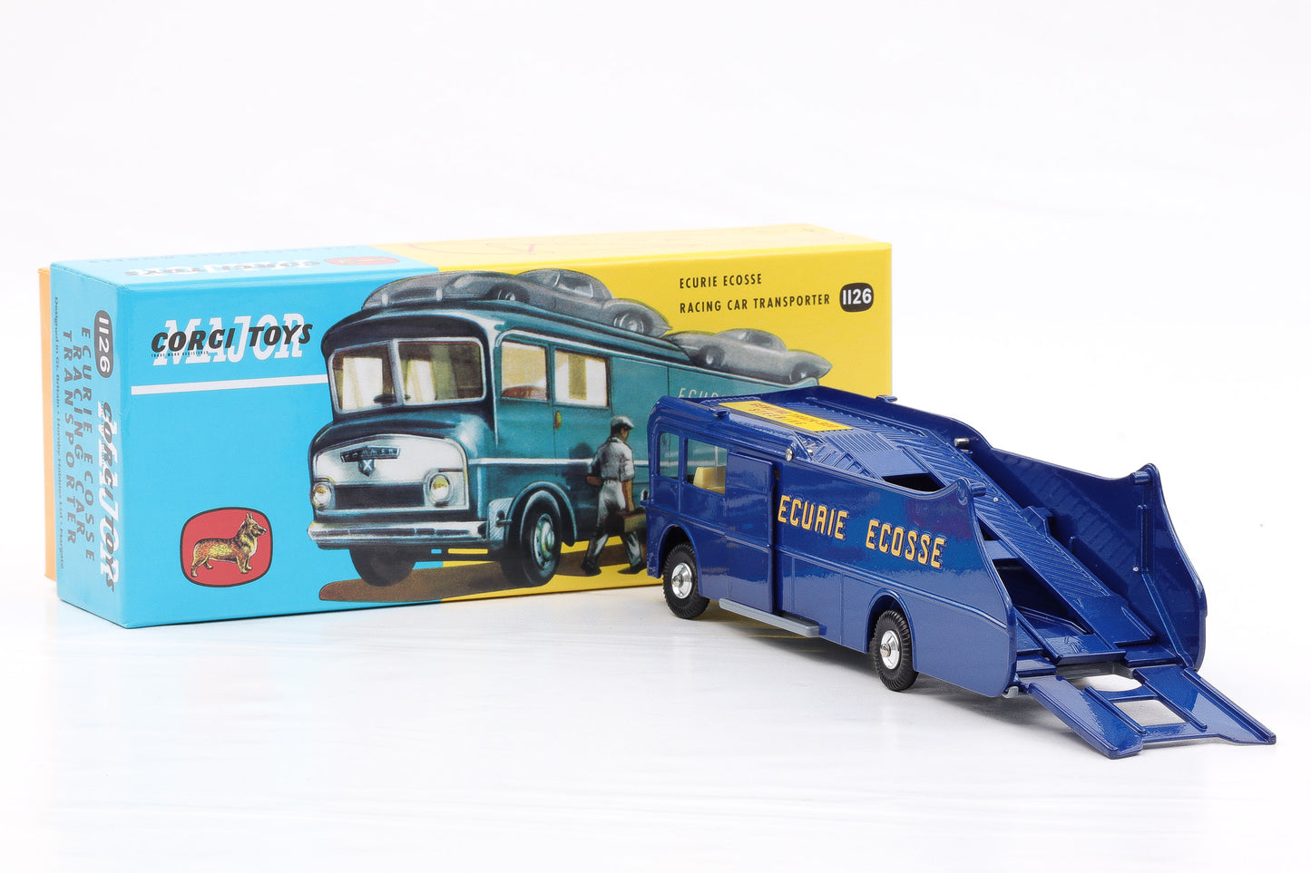 1:48 Corgi Toys Ecurie Ecosse Racing Car Transporter blau no.1126 Repro
