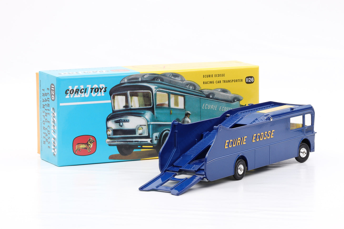 1:48 Corgi Toys Ecurie Ecosse Racing Car Transporter blau no.1126 Repro