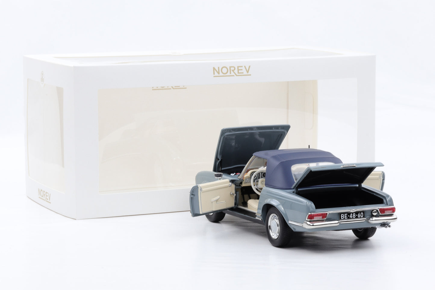 1:18 Norev Mercedes-Benz 230 SL W113 Pagode Horizon blue 1963 mit Softtop