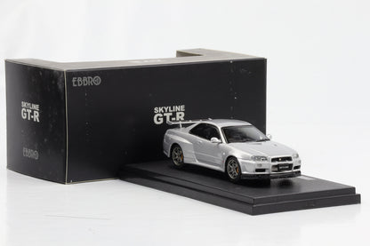 1:43 Ebbro Nissan Skyline GT-R R34 Vspec II silber