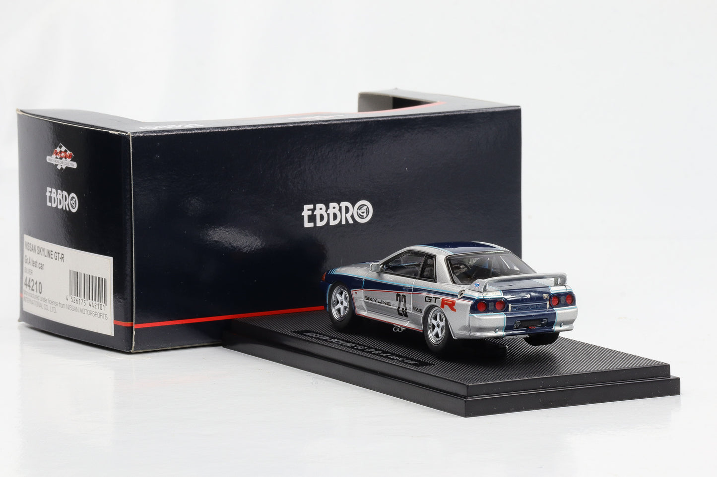 1:43 Ebbro Nissan Skyline GT-R Gr. A Test Car #23 blau-silber