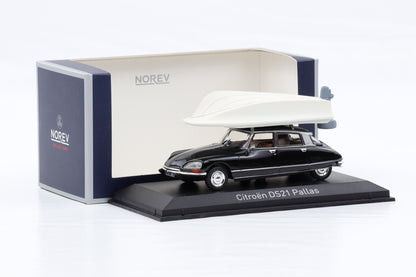 1:43 Norev Citroen DS 21 Pallas schwarz mit Boot auf Dach 157072