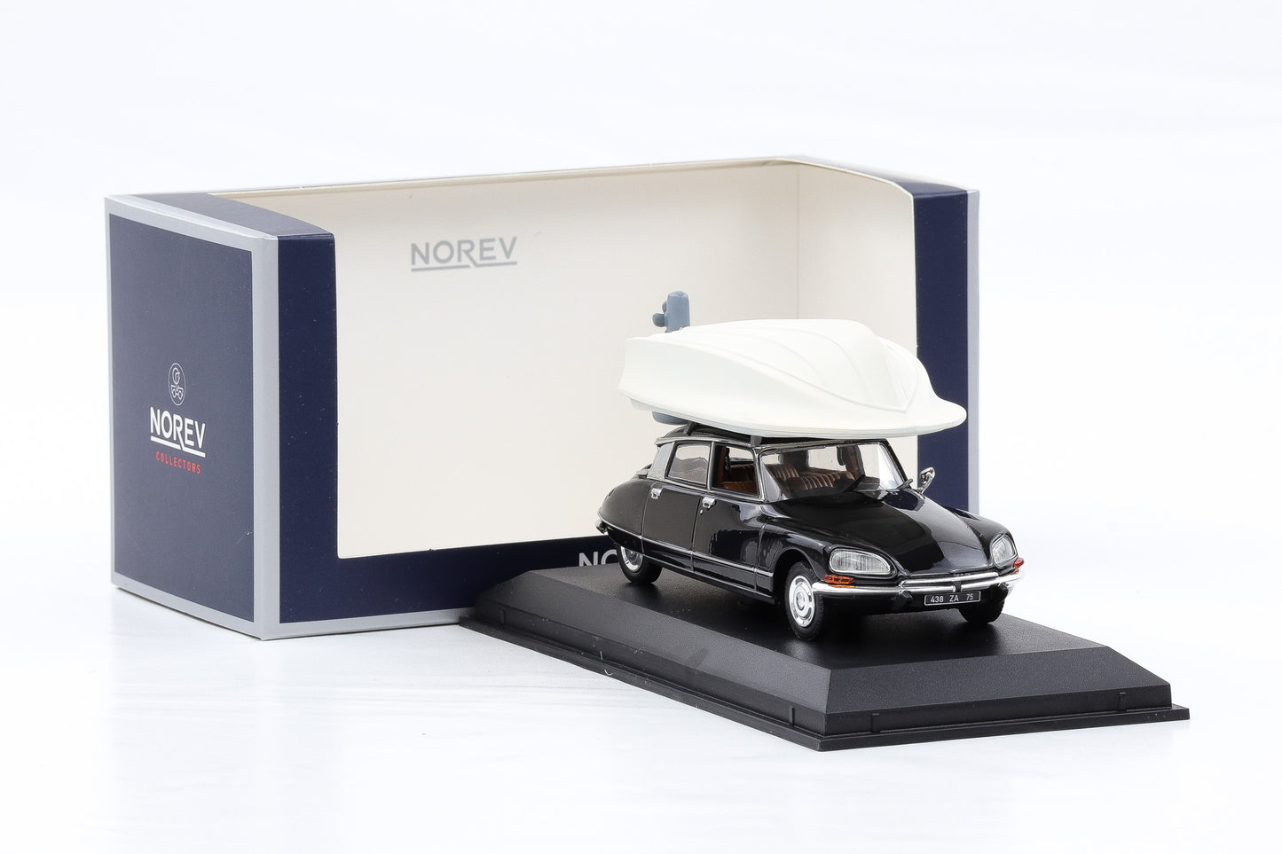 1:43 Norev Citroen DS 21 Pallas schwarz mit Boot auf Dach 157072