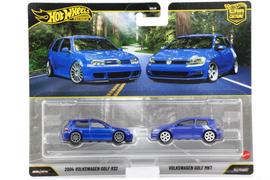 1:64 Hot Wheels 2-Pack VW Golf R32 & MK7 Car Culture Premium Transport