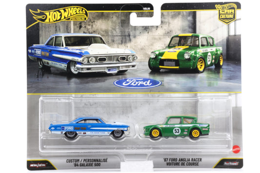 1:64 Hot Wheels 64 Galaxie 500 67 Ford Anglia Racer Car Culture Premium