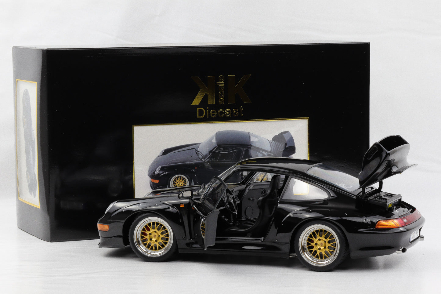 1:12 KK Scale Porsche 911 993 GT2 1996 schwarz BBS Felgen / opening parts