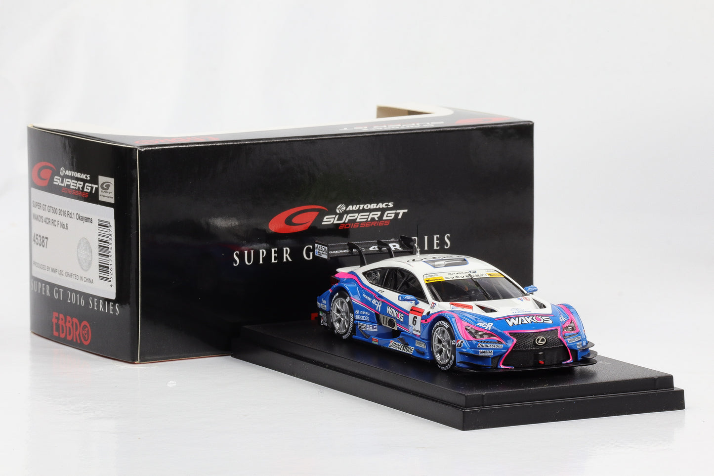 1:43 Ebbro Lexus Wako's 4CR RC F Super GT GT500 2016 Rd. 1 Okayama Oshima Caldarelli diecast