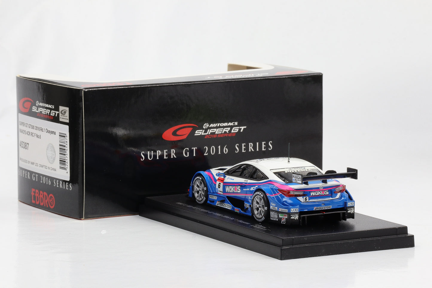 1:43 Ebbro Lexus Wako's 4CR RC F Super GT GT500 2016 Rd. 1 Okayama Oshima Caldarelli diecast