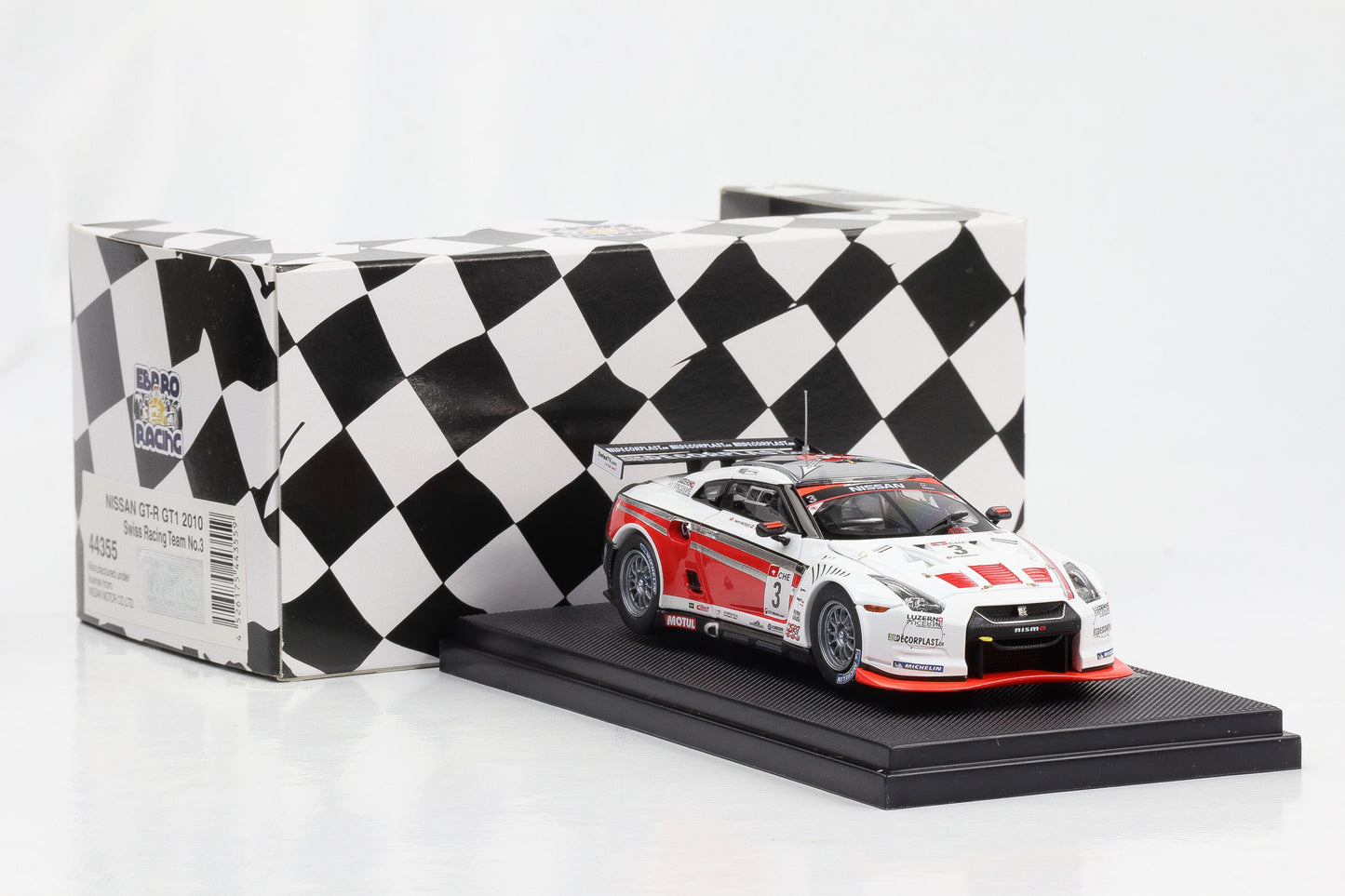 1:43 Ebbro Racing Nissan GT-R GT1 2010 Swiss Racing Team #3 Wendlinger Moser diecast