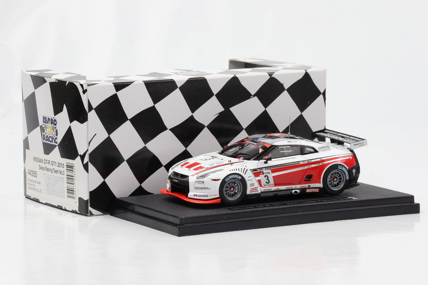 1:43 Ebbro Racing Nissan GT-R GT1 2010 Swiss Racing Team #3 Wendlinger Moser diecast