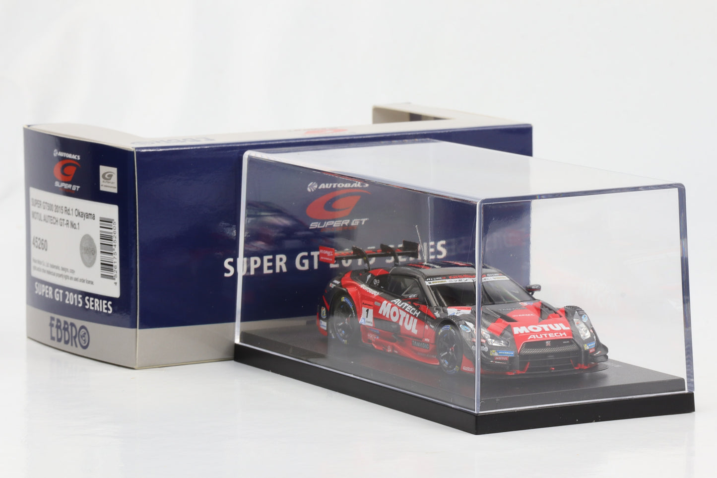 1:43 Ebbro Nissan Motul Autech GT-R Super GT500 2015 Rd Okayama Matsuda Quintarelli