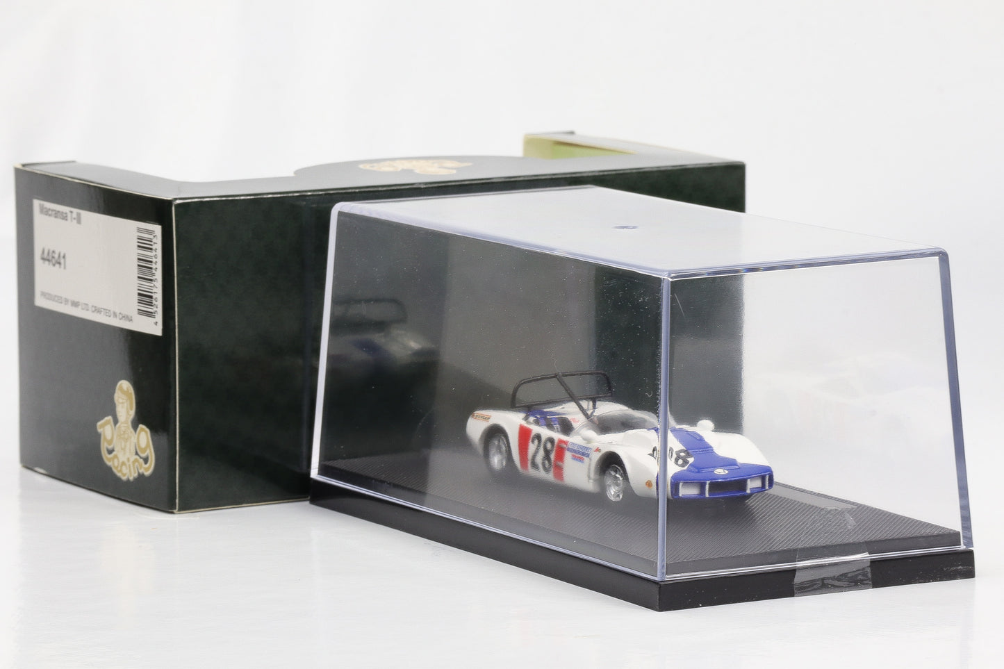 1:43 Ebbro Racing Macransa T-III #28 weiß-blau