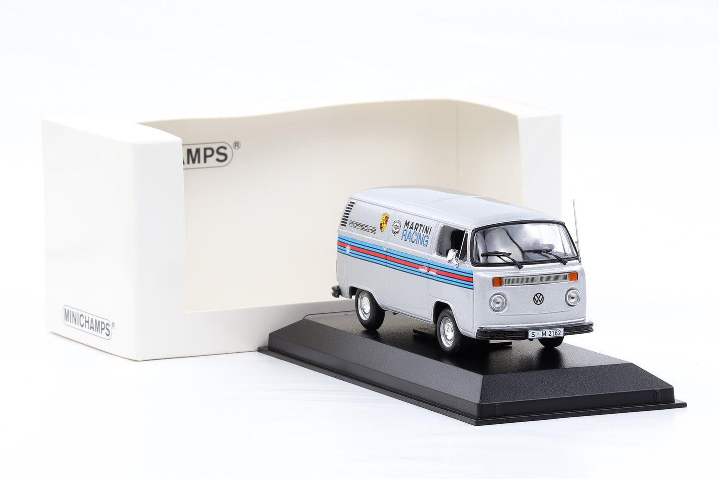 1:43 Minichamps Volkswagen VW T2 Silber Porsche Martini Racing 1972