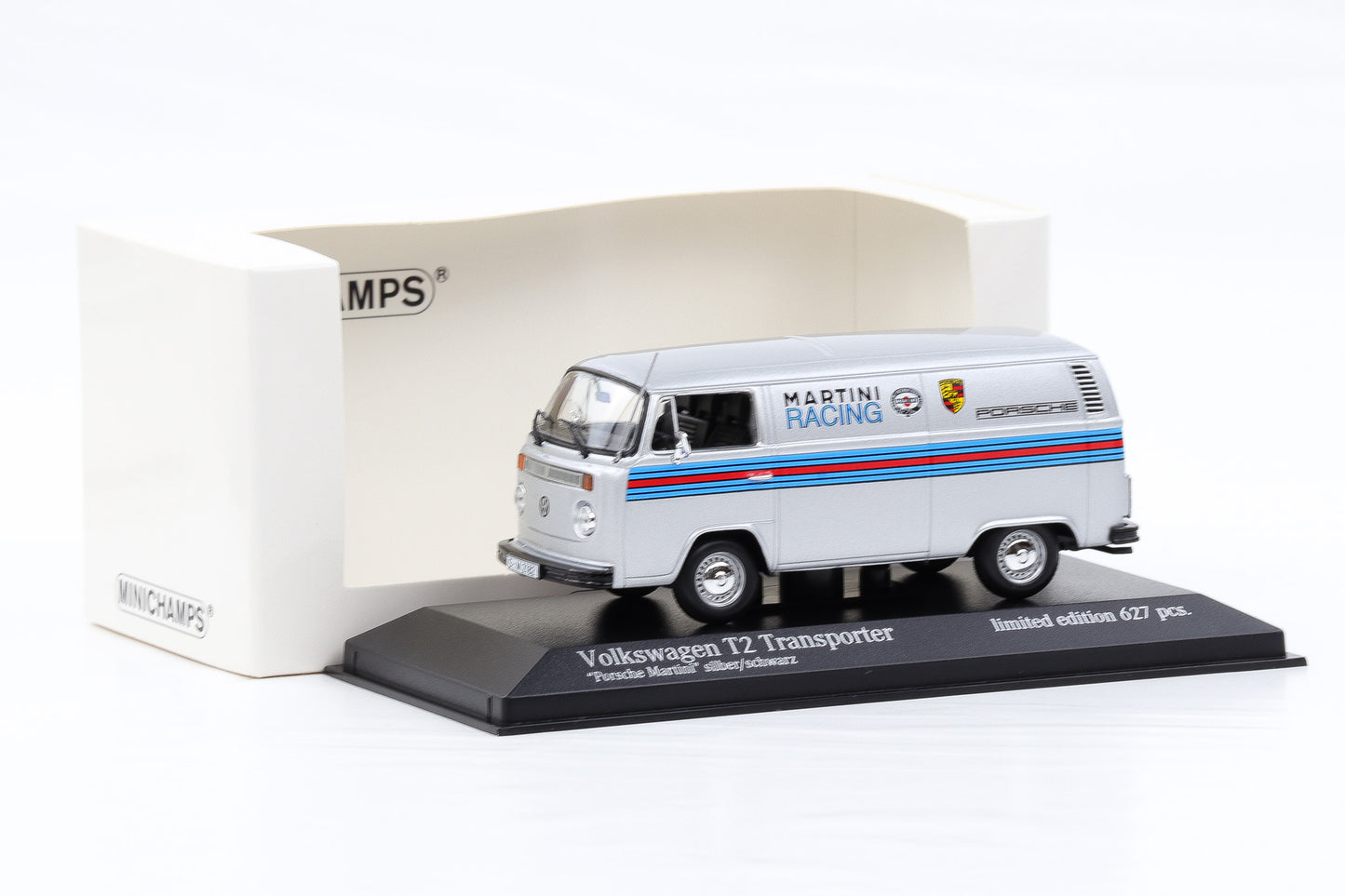 1:43 Minichamps Volkswagen VW T2 Silber Porsche Martini Racing 1972