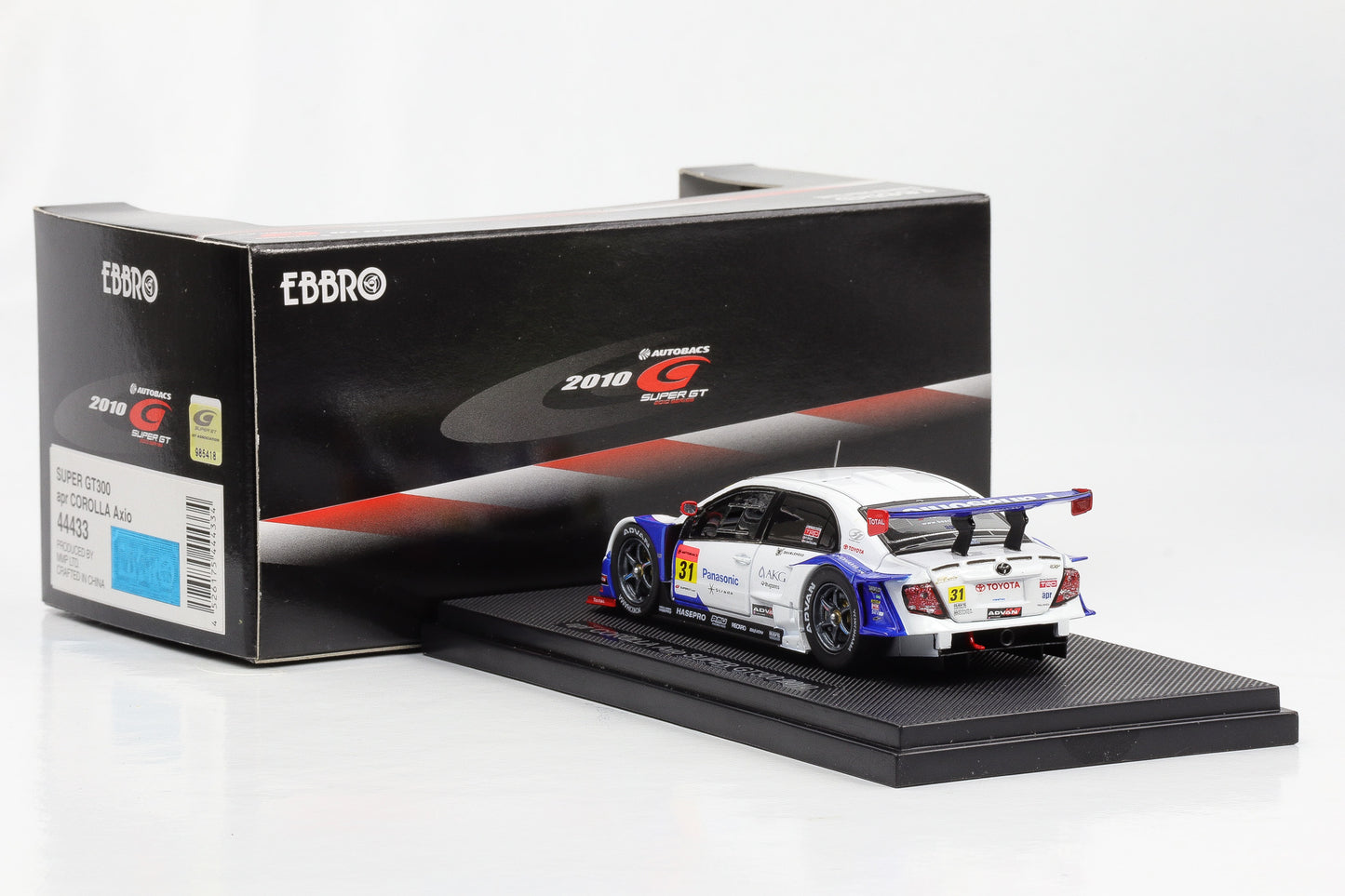 1:43 Ebbro apr Corolla Axio Super GT300 2010 #31 K. Saga, K. Matsuda diecast