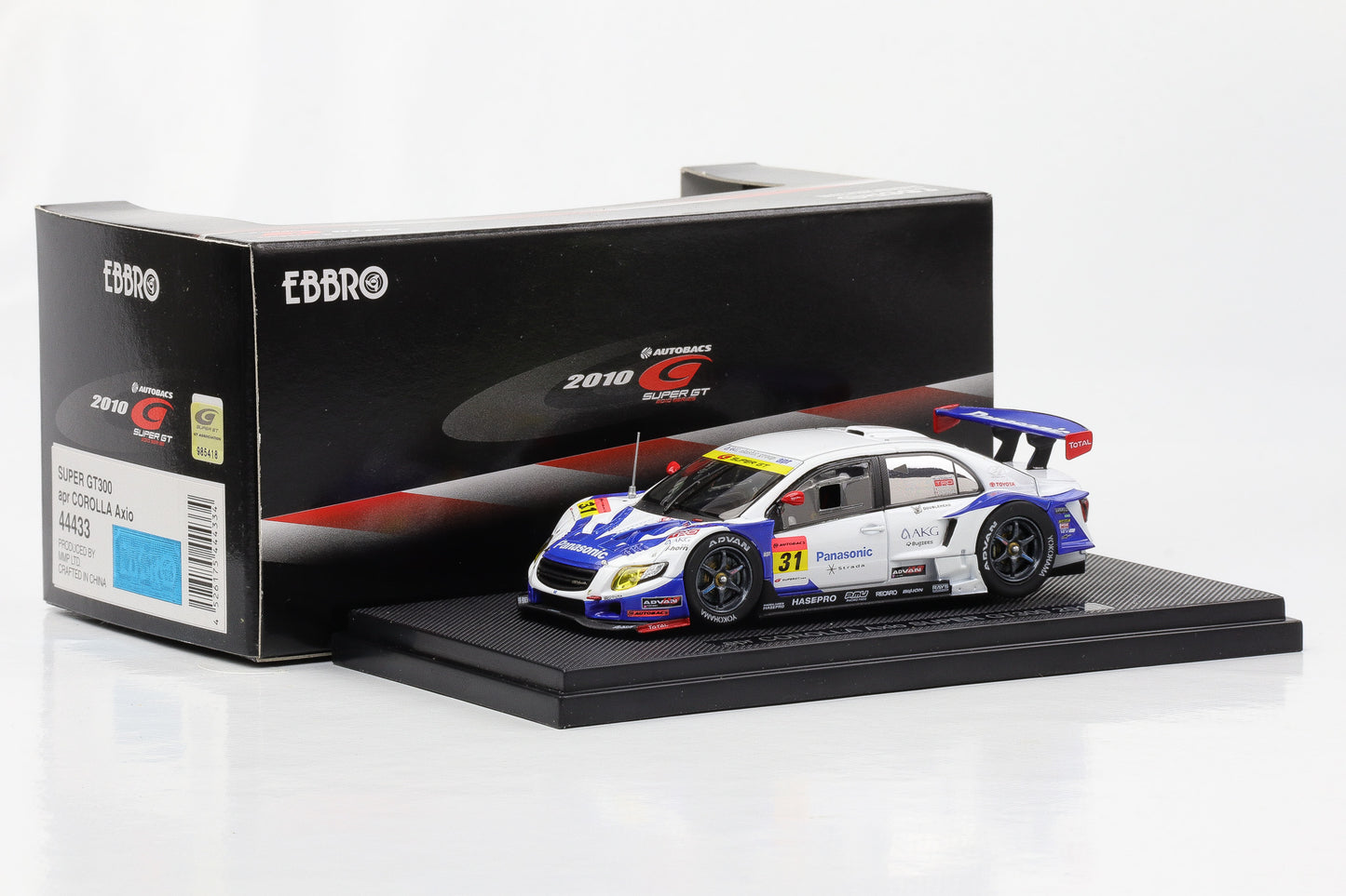 1:43 Ebbro apr Corolla Axio Super GT300 2010 #31 K. Saga, K. Matsuda diecast