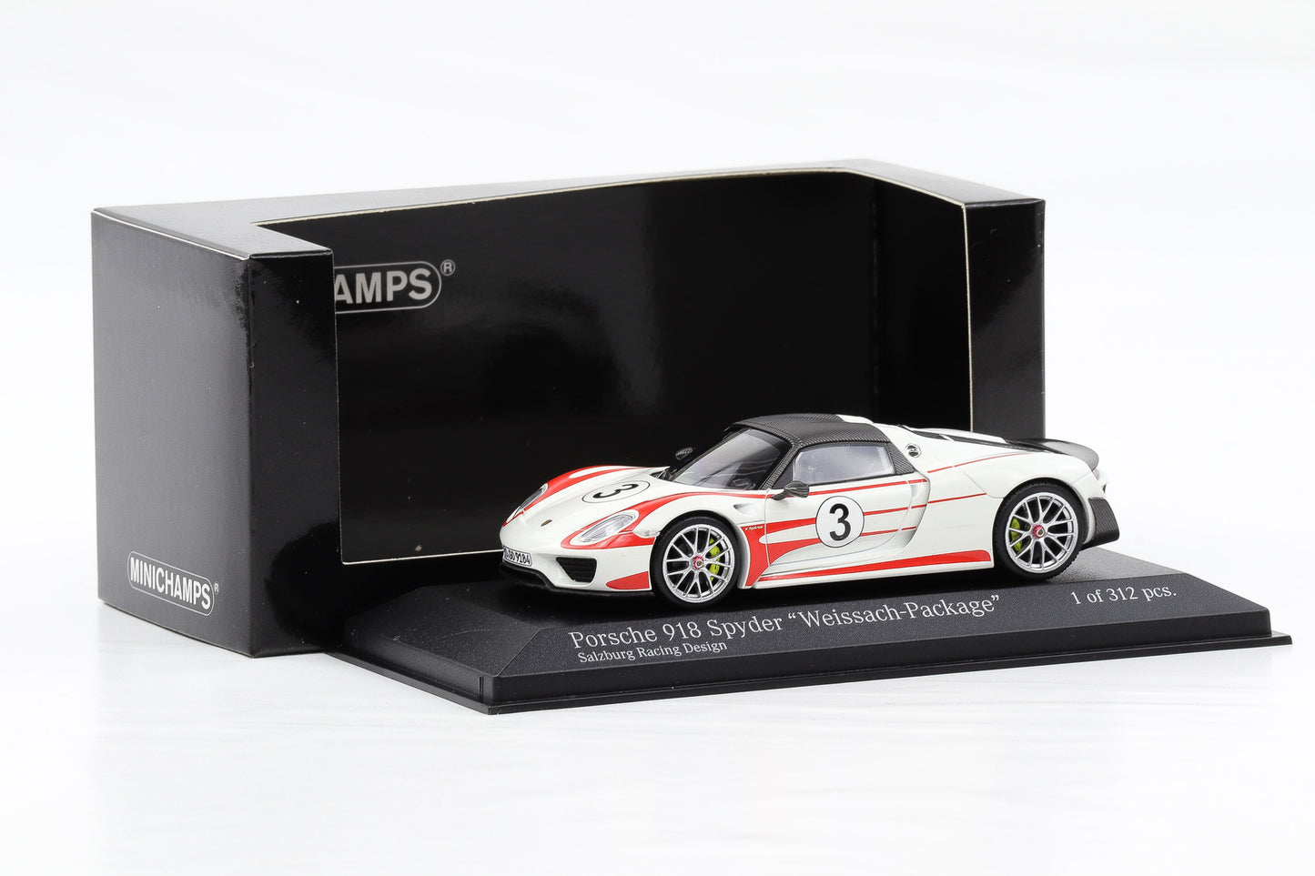 1:43 Minichamps Porsche 918 Spyder Weissach Package 2015 Salzburg Racing