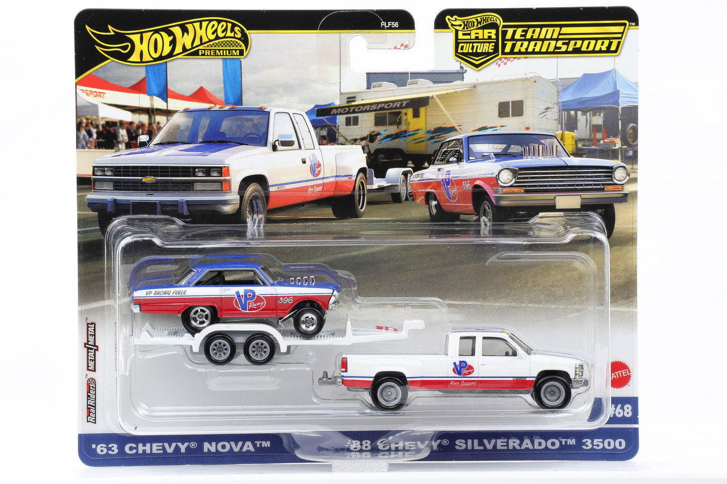 1:64 Hot Wheels Premium 2024 Team Transport 1963 Chevy Nova 88 Chevy Silverado