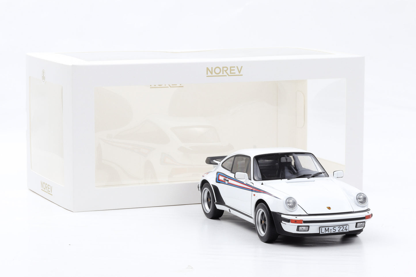 1:18 Norev Porsche 911 930 Turbo 3.3 weiss mit Martini Streifen 1980 187668