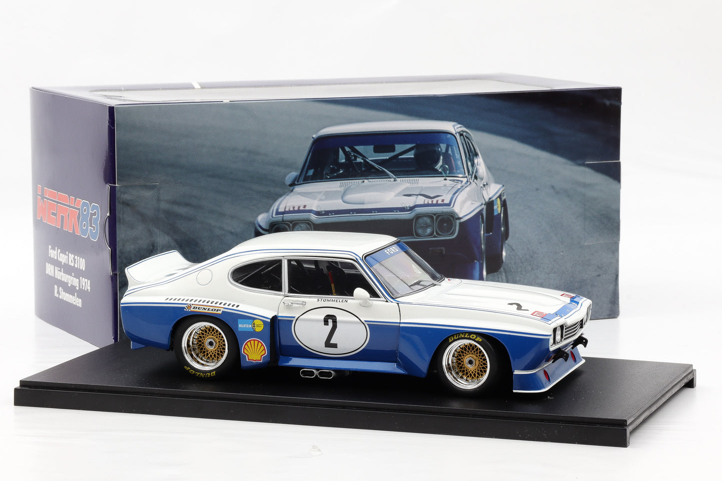 1:18 Werk83 Ford Capri RS 3100 #2 Sieger DRM Nürburgring 1974 Rolf Stommelen