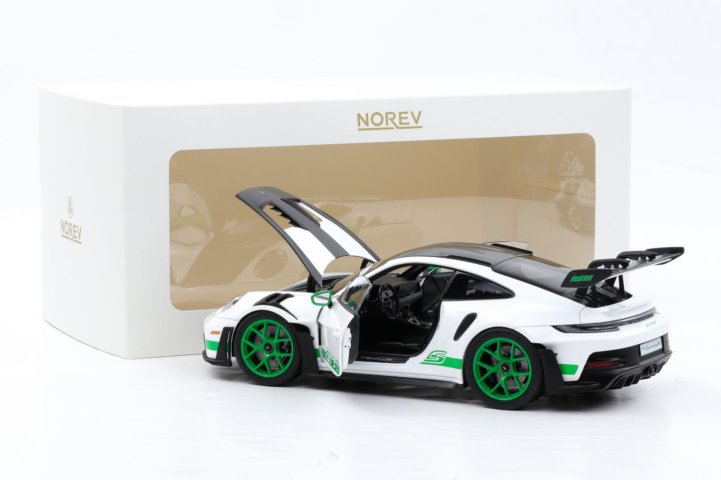 1:18 Norev Porsche 911 GT3 RS Tribute To Carrera RS weiss/Pythongrün 2022