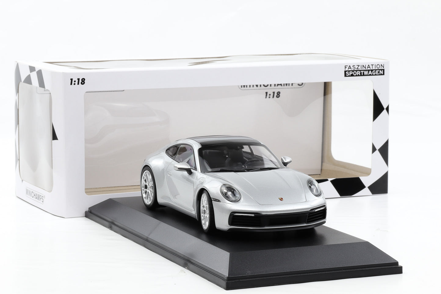 1:18 Minichamps Porsche 911 992 Carrera 4S silber metallic 2023 limited 300pcs