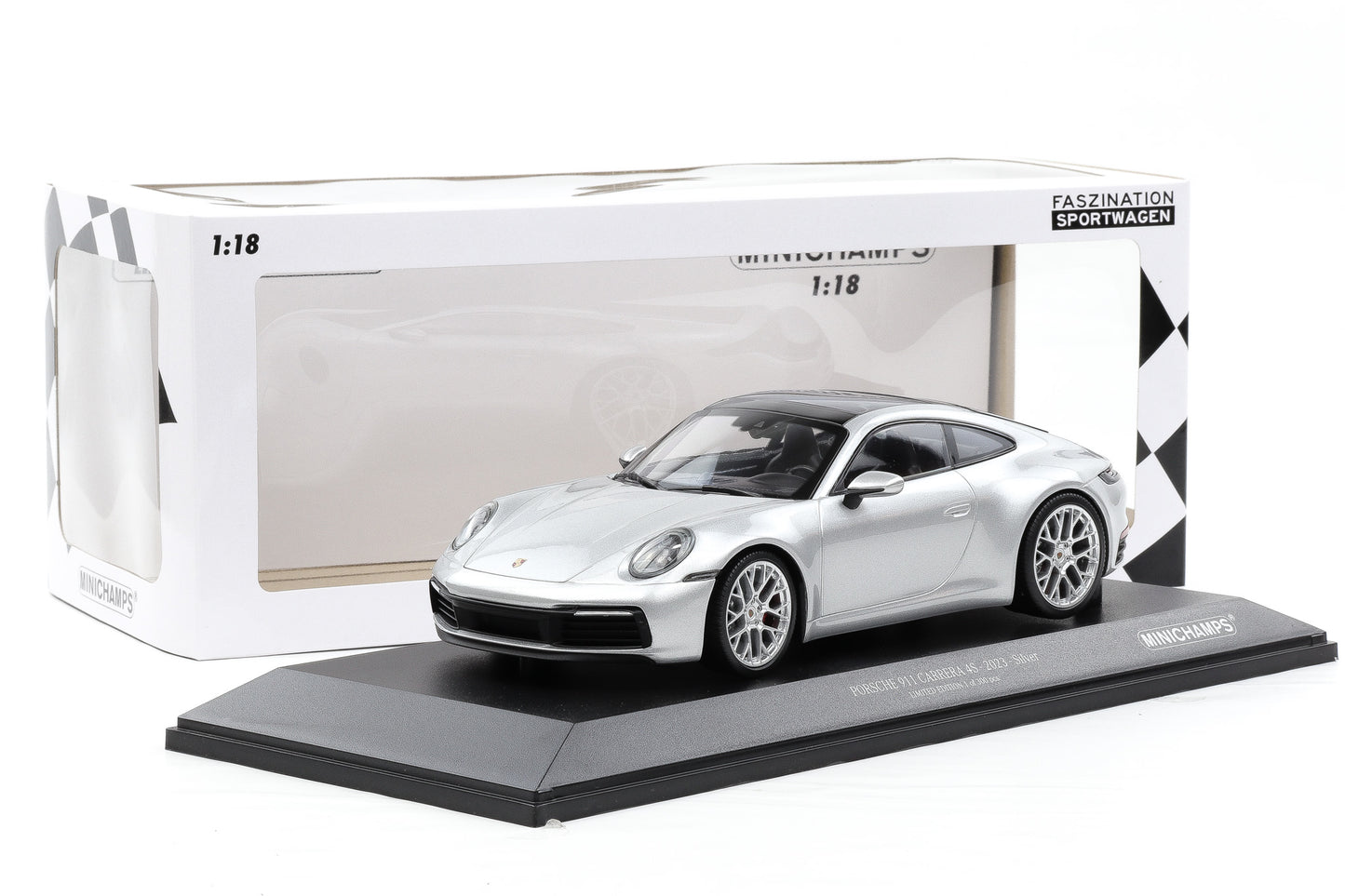 1:18 Minichamps Porsche 911 992 Carrera 4S silber metallic 2023 limited 300pcs