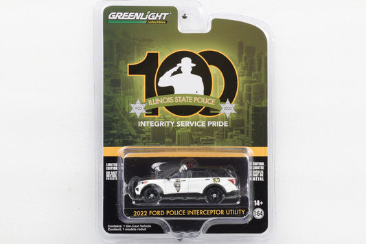 1:64 Greenlight Collectibles 2022 Ford Police Interceptor Utility 100 Years Illinois State Police Integrity Service Pride